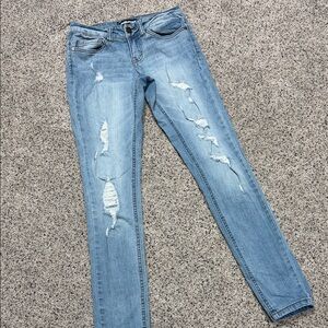 Dollhouse Light Blue Distressed Skinny Jeans